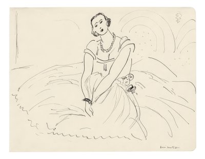 Mulher sentada com vestido de saia completa de Henri Matisse