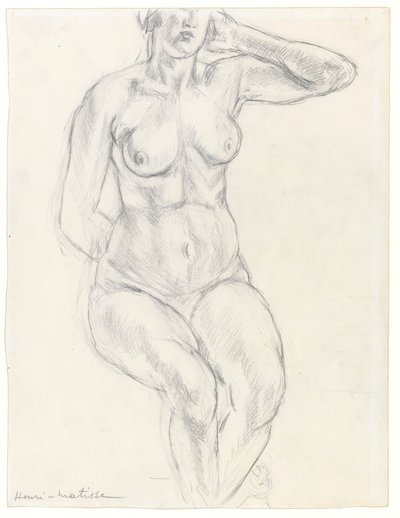 Nu sentado, c.1918 (grafite e giz preto sobre papel) de Henri Matisse