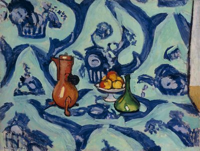 Natureza morta com toalha de mesa azul de Henri Matisse
