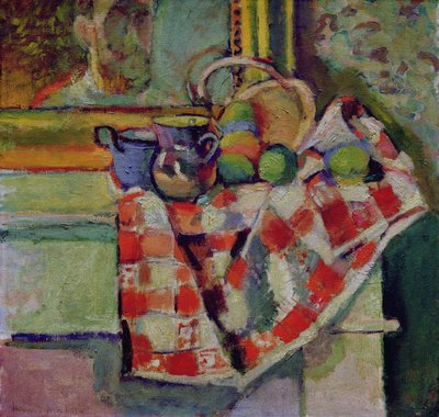Natureza-morta com toalha de mesa axadrezada, c.1903 (óleo sobre tela) de Henri Matisse