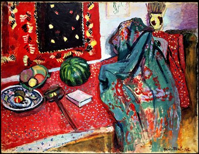 Natureza morta com um tapete vermelho de Henri Matisse