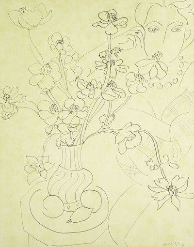 Estudo para Anémonas e Mulher, Harmonia em Azul de Henri Matisse