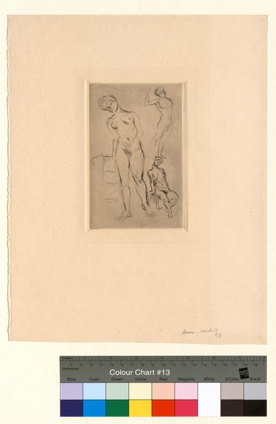 Três nus, um deles encostado a um banco de Henri Matisse
