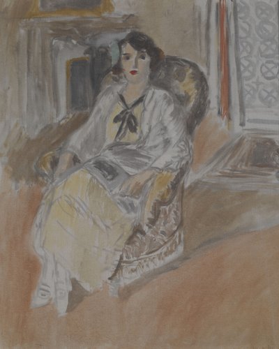 Mulher sentada numa poltrona, c.1922 (óleo sobre tela) de Henri Matisse