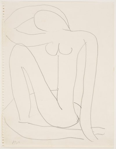 Mulher sentada com o braço na cabeça (lápis sobre papel) de Henri Matisse