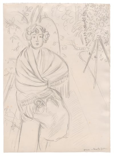 Mulher com um xaile, num jardim de Henri Matisse