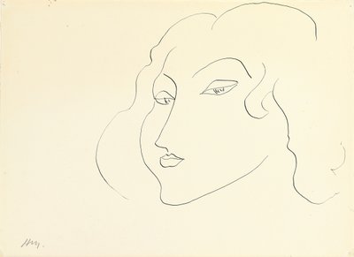 Cabeça de mulher (caneta e tinta sobre papel) de Henri Matisse