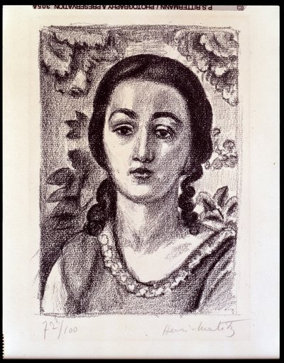 Rapariga jovem com caracóis castanhos de Henri Matisse