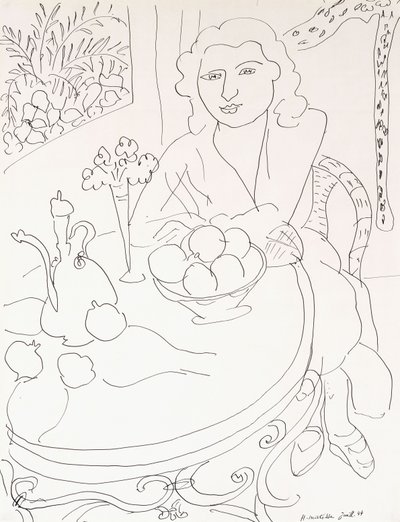 Mulher jovem à mesa de Henri Matisse