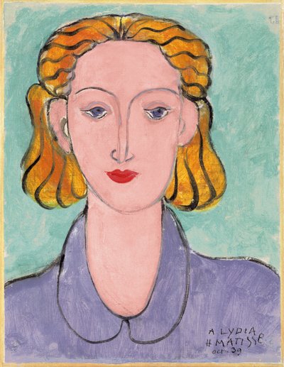 Mulher jovem com uma blusa azul (Retrato de L.N. Delektorskaya) de Henri Matisse