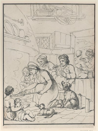 Cottagers, com Fireside, 1799. de Henri Merke