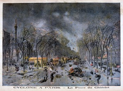 O ciclone em Paris, Place du Châtelet, 1896 de Henri Meyer