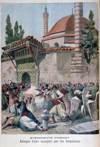 Um ataque a uma mesquita pelos armênios, 1895 de Henri Meyer
