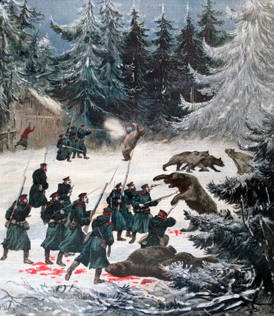 Ataque de urso, Rússia, 1892 de Henri Meyer