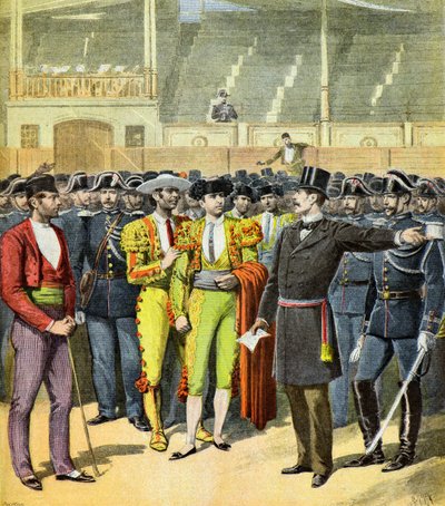 Tourada proibida no sul de França, 1895 (Ilustração) de Henri Meyer