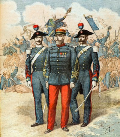 O capitão Romani entre dois gendarmes italianos de Henri Meyer