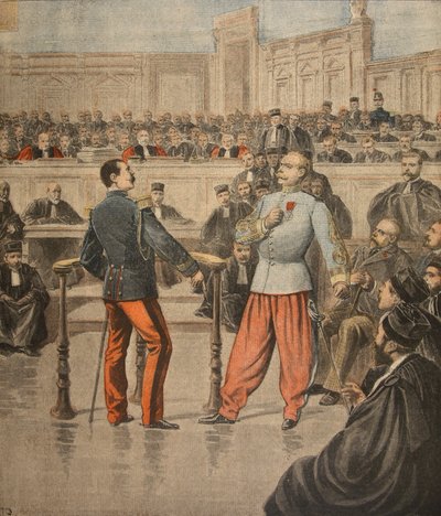 Coronel Henry e Tenente-Coronel Picquart falando na Corte de Assis, ilustração de &39;Le Petit Journal: Suplemento Ilustre&39;, 27 de fevereiro de 1898 de Henri Meyer
