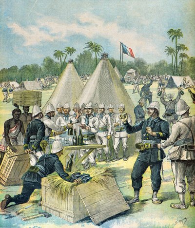 Distribuição de álcool às tropas coloniais no Daomé de Henri Meyer