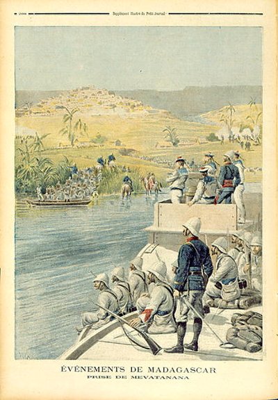 Eventos em Madagascar: A Captura de Mevatanana, ilustração do Le Petit Journal, 30 de junho de 1895 de Henri Meyer