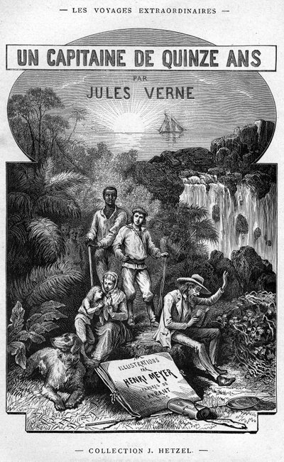 Frontispício do livro de Jules Verne “Um capitão de quinze anos”, edição Hetzel - Extraordinary Voyages 1878 de Henri Meyer