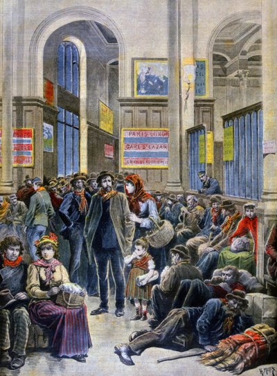 Imigrantes italianos procuram abrigo na Gare Saint Lazare de Henri Meyer