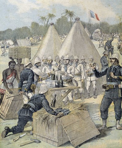 Saudações de Ano Novo para os soldados em Dahomey (agora Benin) - no "Le Petity Journal" de 31/12/1892 de Henri Meyer