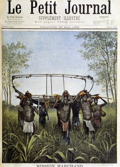 Missão Marchand: uma fatia do vapor Faidharbe na savana do planalto central, indo do Congo ao Nilo (desenho de Henri Meyer de uma fotografia do comandante Marchand) - em "Le PetitJournal" de 28/05/1899 de Henri Meyer