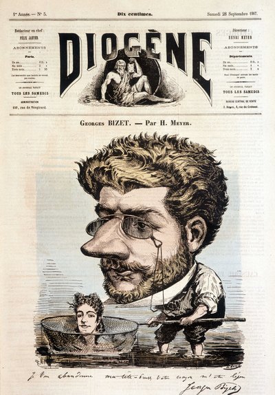 Retrato de Georges Bizet por Meyer - em "Diógenes", 28/09/1867. de Henri Meyer