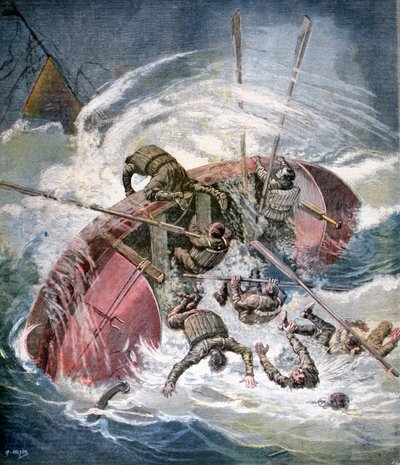 Resgate de um naufrágio em uma tempestade ao largo de Les Sables-dOlonne, França, 1891 de Henri Meyer