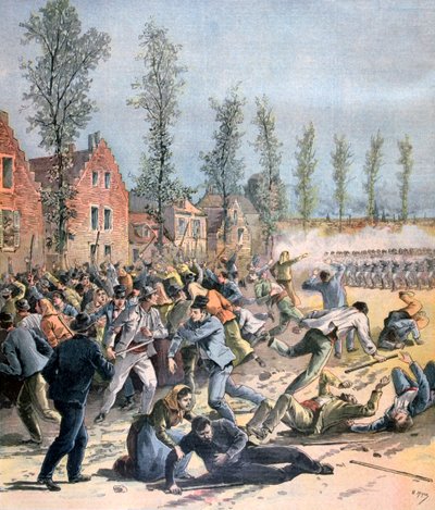 Revolta em Mons, Bélgica, 1893 de Henri Meyer