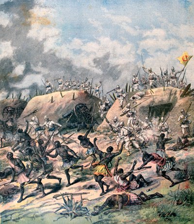 O ataque francês a Kana, Daomé, África, 1892 de Henri Meyer
