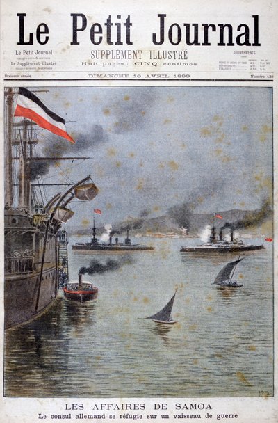 O cônsul alemão busca refúgio em um navio de guerra alemão, 1899 de Henri Meyer