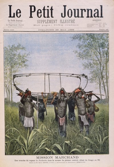 A Marchand Mission viajando do Congo para o Nilo, do Le Petit Journal, em 28 de maio de 1899 de Henri Meyer