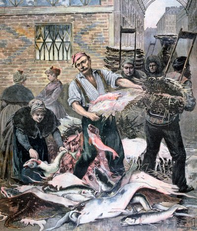 O mercado de peixe, Paris, 1893 de Henri Meyer