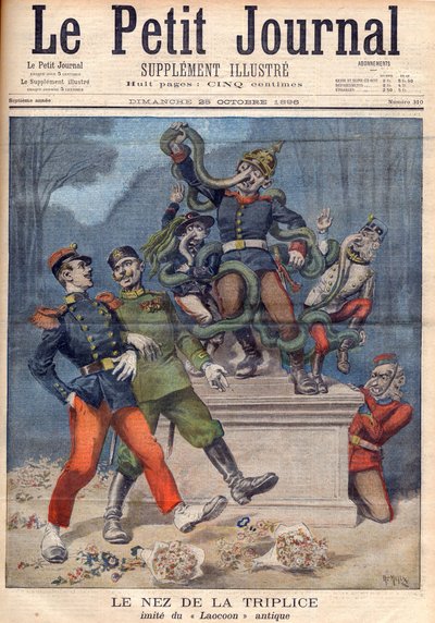 O nariz da Triplice depois do Laocoon. Alemanha, Áustria, Itália, à frente da aliança franco-russa no "Le Petit Journal", 25 de outubro de Henri Meyer