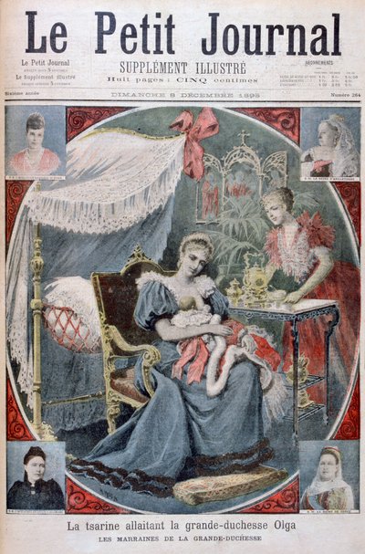 A czarina amamentando a Grã-duquesa Olga da Rússia, 1895 de Henri Meyer