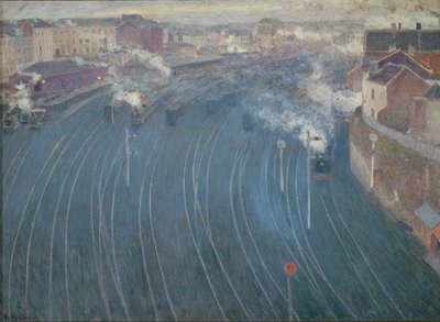 A Gare du Luxembourg em Bruxelas (pintura sobre tela) de Henri Ottmann