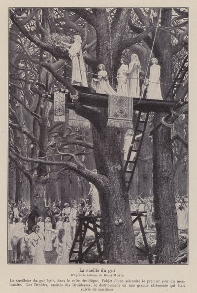 Druidas que cortam a névoa no sexto dia da Lua (litho) de Henri Paul (after) Motte