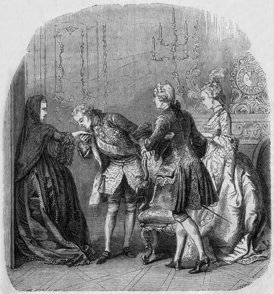 A princesa de Lamballe, o rei Luís XV, Luís de Richelieu, a condessa Jeanne du Barry de Henri Philippoteaux