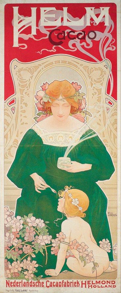 Helm Cacao - Oeuvre de Henri Privat Livemont (Privat-Livemont) (1861-1936) - 1899 - Litografia colorida - 154,5x66,5 - Museu Nacional d