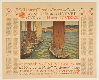 Kalender für 1898: Dekorative Drucke in Farben, Die Aspekte der Natur, zwölf Kompositionen von Henri Rivière de Henri Rivière