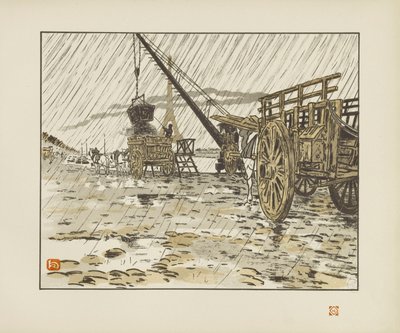 Do cais de Passy, sob a chuva [As trinta e seis vistas da Torre Eiffel] de Henri Rivière