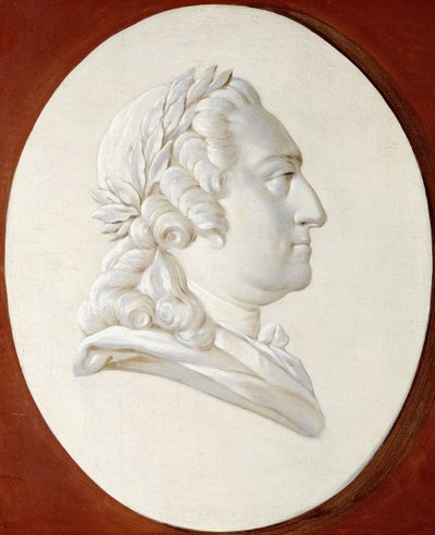 Retrato do Rei Luís XV, do comprimento do busto, em um Oval Pintado, um Medalhão Trompe l&39;Oeil de Henri Roland de la Porte