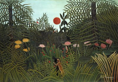 Pessoa negra Atacada por um Jaguar, 1910 de Henri Rousseau