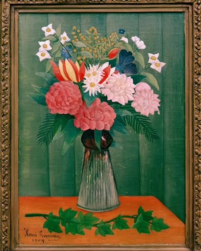 Buquê de flores no ramo de Ivy de Henri Rousseau