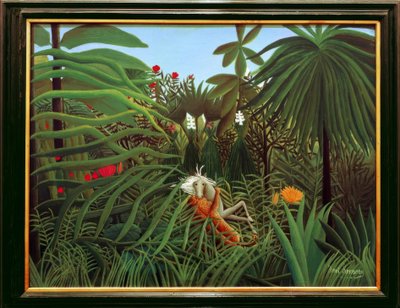 Cavalo atacado por onça-pintada de Henri Rousseau