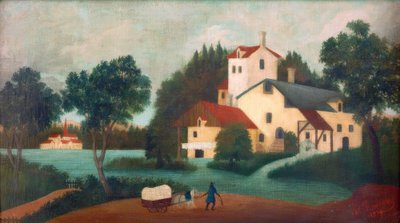 O engate na frente do moinho de Henri Rousseau