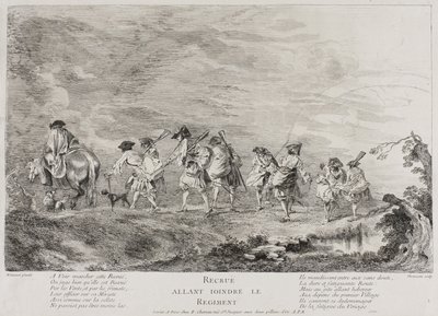 Recrutas que vão ingressar no Regimento, 1717 -26 de Henri-Simon Thomassin