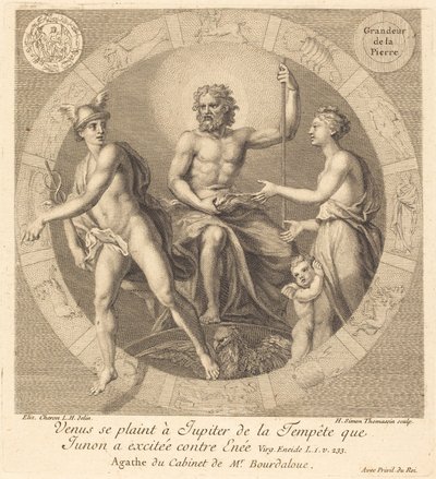 Vênus reclama com Júpiter sobre a tempestade que Juno provocou contra Enéias de Henri Simon Thomassin after Elisabeth Sophie Cheron