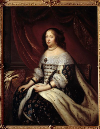 Retrato da Rainha de França Ana da Áustria (1601-1666) Pintura de Henri Testelin (1616-1695) Colecção privada do século XVII de Henri Testelin